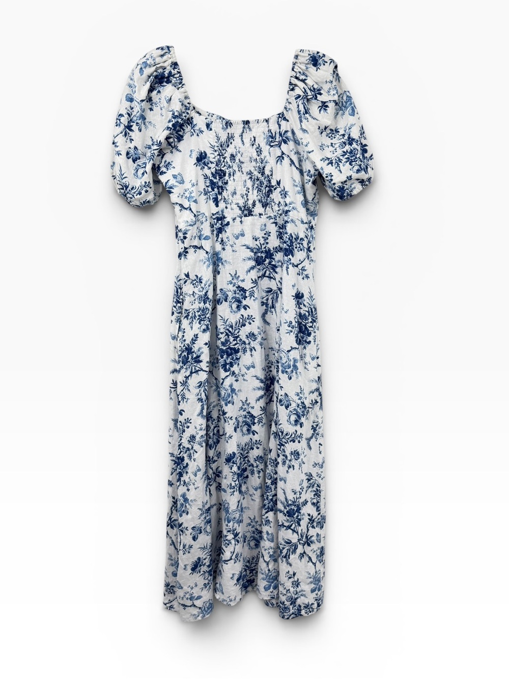 Vintage Laura Ashley blue floral print short sleeve midi dress